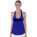 Navy Blue Color Polka Dots Babydoll Tankini Top View1