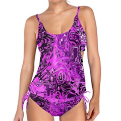 Magenta Black Abstract Art Tankini Set by SpinnyChairDesigns