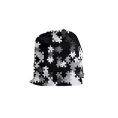 Black And White Jigsaw Puzzle Pattern Drawstring Pouch (small) by SpinnyChairDesigns