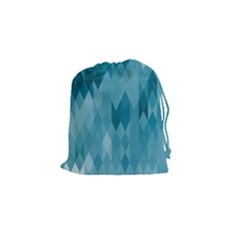 Cerulean Blue Geometric Patterns Drawstring Pouch (small) by SpinnyChairDesigns