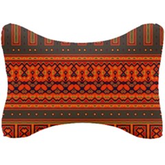 Boho Aztec Rust Orange Color Stripes Seat Head Rest Cushion by SpinnyChairDesigns