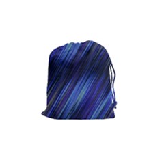 Indigo And Black Stripes Drawstring Pouch (small) by SpinnyChairDesigns