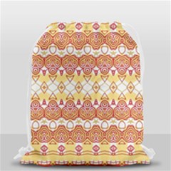 Boho Red Gold White Drawstring Bag (small) by SpinnyChairDesigns
