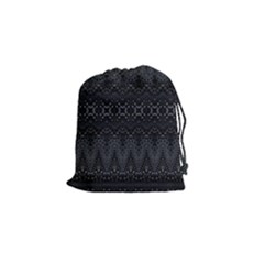 Boho Black And Silver Drawstring Pouch (small) by SpinnyChairDesigns