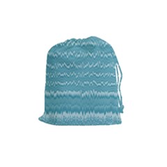 Boho Teal Stripes Drawstring Pouch (medium) by SpinnyChairDesigns