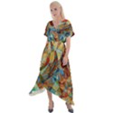 Boho Colorful Mosaic Cross Front Sharkbite Hem Maxi Dress View1