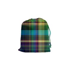 Colorful Madras Plaid Drawstring Pouch (small) by SpinnyChairDesigns