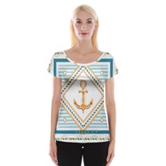 Chain Pattern Blue 6 Cap Sleeve Top by designsbymallika