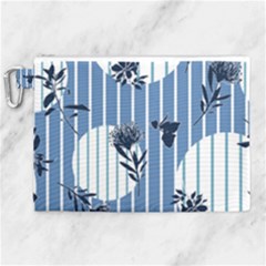 Stripes Blue White Canvas Cosmetic Bag (xl) by designsbymallika