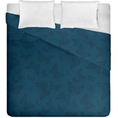 Indigo Dye Blue Butterfly Pattern Duvet Cover Double Side (king Size) by SpinnyChairDesigns