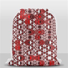 Red Black Checkered Drawstring Bag (small) by SpinnyChairDesigns