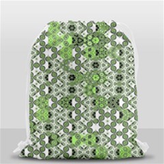 Black Lime Green Checkered Drawstring Bag (small) by SpinnyChairDesigns