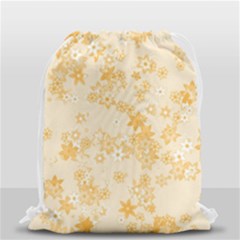Yellow Flowers Floral Print Drawstring Bag (small) by SpinnyChairDesigns