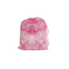 Pink Floral Pattern Drawstring Pouch (small) by SpinnyChairDesigns