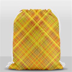 Orange Madras Plaid Drawstring Bag (small) by SpinnyChairDesigns