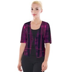 Pink Black Punk Plaid Cropped Button Cardigan by SpinnyChairDesigns