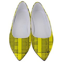 Black Yellow Punk Plaid Women s Low Heels by SpinnyChairDesigns