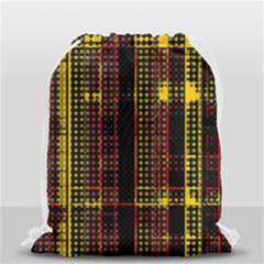 Red Yellow Black Punk Plaid Drawstring Bag (small) by SpinnyChairDesigns