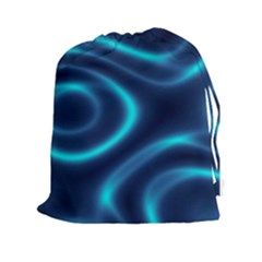 Blue Wavy Drawstring Pouch (2xl) by Sabelacarlos