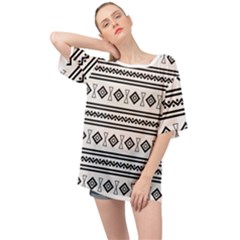 Black And White Aztec Oversized Chiffon Top by tmsartbazaar