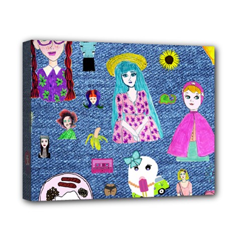 Blue Denim And Drawings Canvas 10  X 8  (stretched) by snowwhitegirl