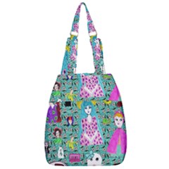 Blue Denim And Drawings Daisies Aqua Center Zip Backpack by snowwhitegirl