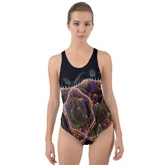 Fractal Geometry Cut-out Back One Piece Swimsuit by Sparkle