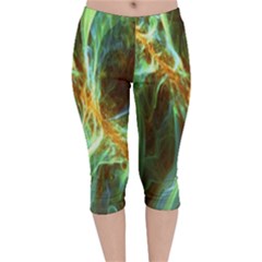 Abstract Illusion Velvet Capri Leggings  by Sparkle