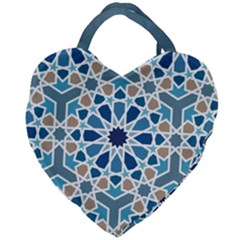Arabic Geometric Design Pattern  Giant Heart Shaped Tote by LoolyElzayat