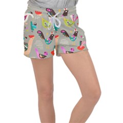 Scandinavian Birds Feather Weather Velour Lounge Shorts by andStretch
