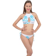 Child Abuse Prevention Support  Cross Front Halter Bikini Set by artjunkie