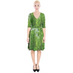 In The Forest The Fullness Of Spring, Green, Wrap Up Cocktail Dress by MartinsMysteriousPhotographerShop