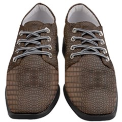 Brown Alligator Leather Skin Women Heeled Oxford Shoes by LoolyElzayat