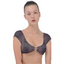 Brown Alligator Leather Skin Cap Sleeve Ring Bikini Top View1
