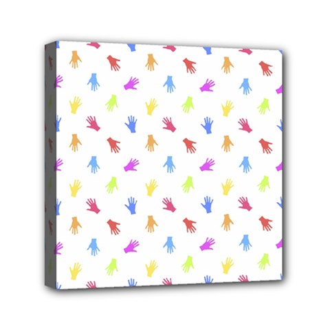 Multicolored Hands Silhouette Motif Design Mini Canvas 6  X 6  (stretched) by dflcprintsclothing