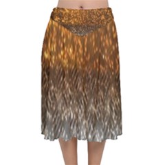 Glitter Gold Velvet Flared Midi Skirt by Sparkle