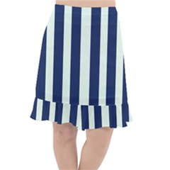 Navy In Vertical Stripes Fishtail Chiffon Skirt by Janetaudreywilson