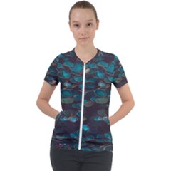 Realeafs Pattern Short Sleeve Zip Up Jacket by Sparkle