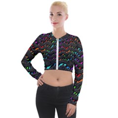 Rainbowwaves Long Sleeve Cropped Velvet Jacket by Sparkle
