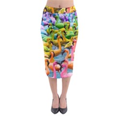 Rainbow Flamingos Midi Pencil Skirt by Sparkle