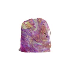 Marbling Abstract Layers Drawstring Pouch (small) by kaleidomarblingart