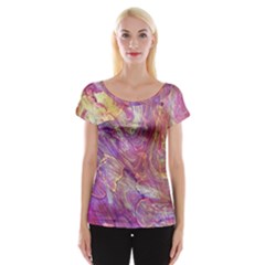 Marbling Abstract Layers Cap Sleeve Top by kaleidomarblingart
