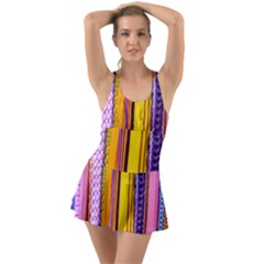 Fashion Belts Ruffle Top Dress Swimsuit by essentialimage