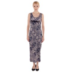 Violet Textured Mosaic Ornate Print Fitted Maxi Dress by dflcprintsclothing