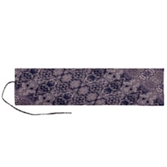 Violet Textured Mosaic Ornate Print Roll Up Canvas Pencil Holder (l) by dflcprintsclothing