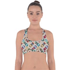 Ethnic Tribal Masks Cross Back Hipster Bikini Top  by tmsartbazaar