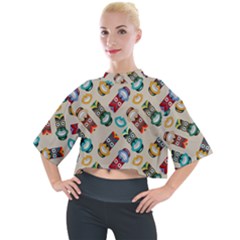 Ethnic Tribal Masks Mock Neck Tee by tmsartbazaar