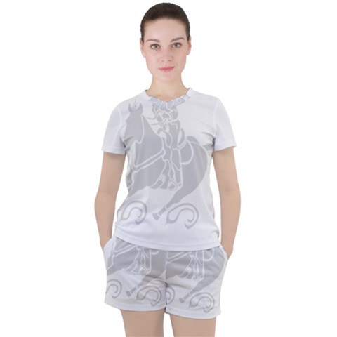 Cowgirl Barrel Racing A White Horse Women s Tee And Shorts Set by WayfarerApothecary