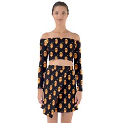 Halloween Off Shoulder Top With Skirt Set by Sparkle