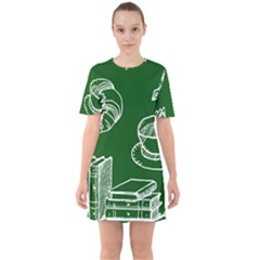 Books And Baked Goods Pattern Sixties Short Sleeve Mini Dress by DithersDesigns